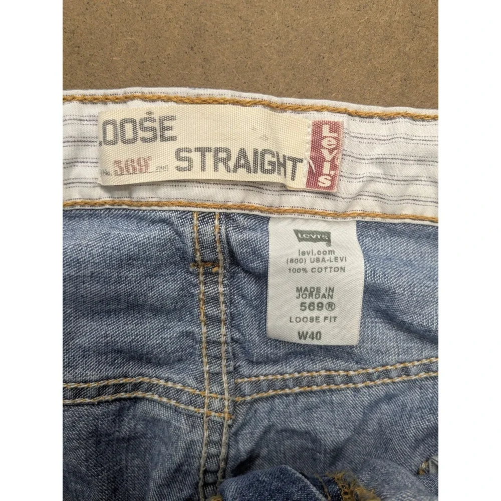 Levis 569 Loose Straight Denim Shorts Mens 40 Blue Medium Wash Jean Shorts